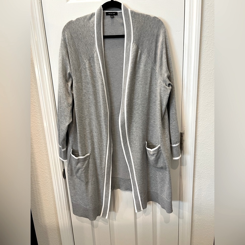 Verve Ami Gray Open-Front Cardigan Sweater